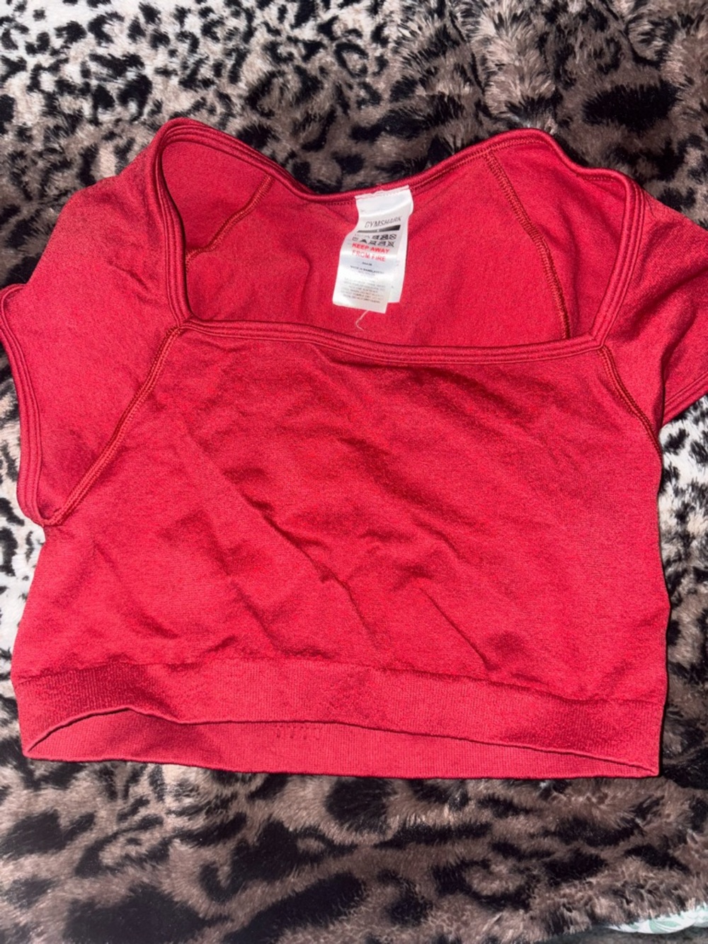 Gymshark Red Short Sleeve Square Neck Crop Top